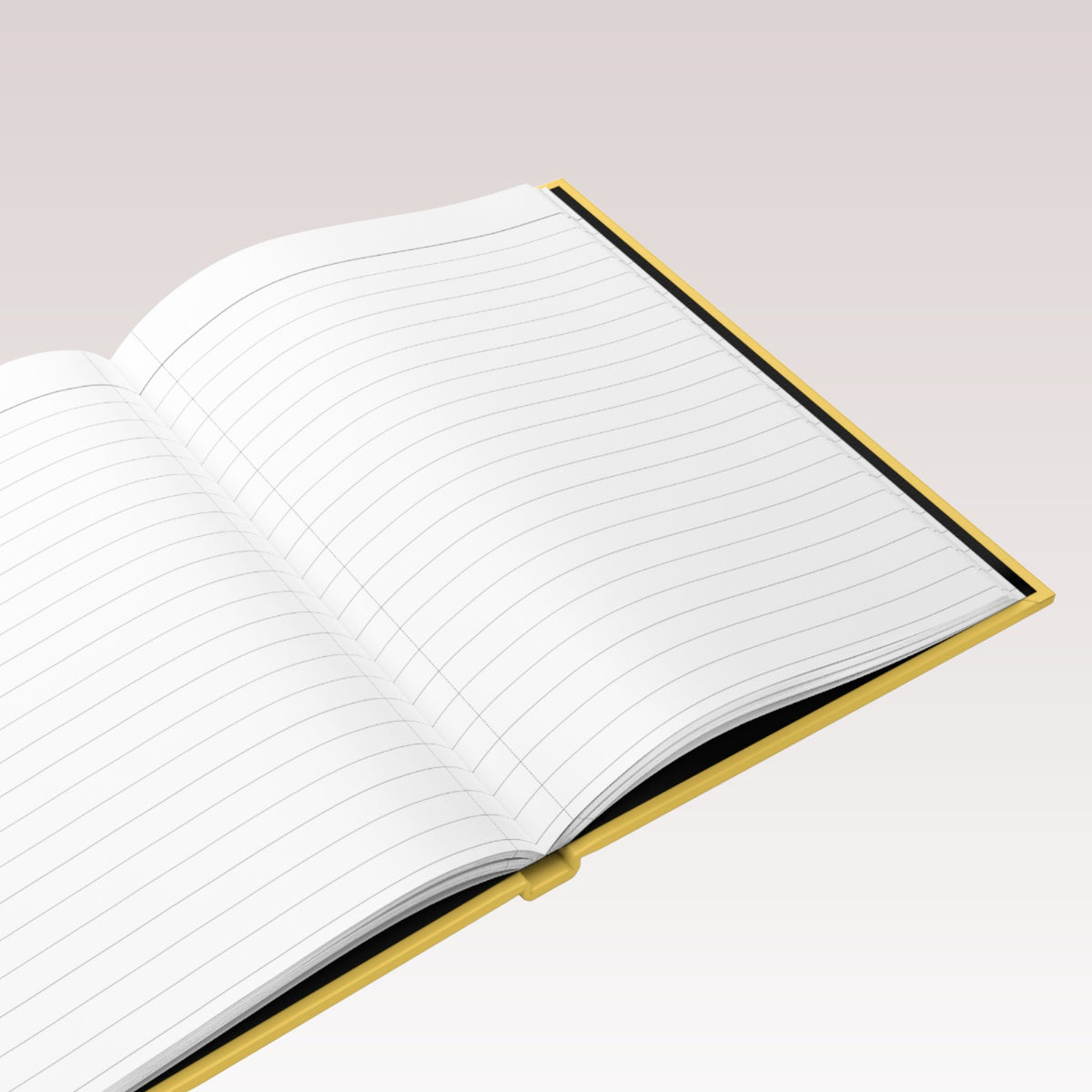 Open journal with lined pages.
