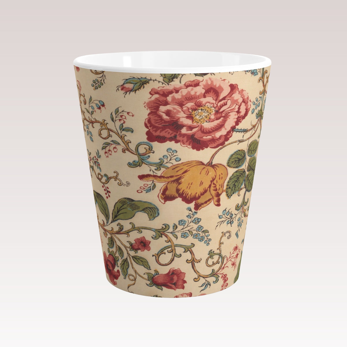 Decorative ceramic latte mug.